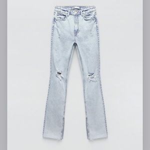 ZARA Z1975 FLARED RIPPED SLIM FIT JEANS